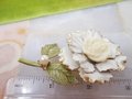 Vintage CORO Flower Designer Brooch White Enamel Pin Ruffled Petal Faux Pearl Jewelry Mid Century, VivianJoel.com