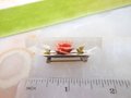 Vintage Orange Rose Brooch Lucite Flower Pin Reverse Carved Mid Century Plastic Resin Jewelry Gift, VivianJoel.com
