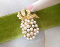Vintage ART Designer Brooch Pearl Cluster Signed Pin Grape Flower Gold Plate Mid Century Jewelry *as is*, VivianJoel.com