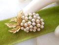 Vintage ART Designer Brooch Pearl Cluster Signed Pin Grape Flower Gold Plate Mid Century Jewelry *as is*, VivianJoel.com