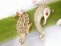 Vintage LOT 2 Seahorse Brooch Rhinestone Pin Figural Coastal Beach Mid Century Kitsch Jewelry Gift, VivianJoel.com
