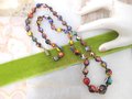 Vintage Millefiori Bead Long 25" Necklace Million Flower Art Glass Venetian Murano Jewelry Gift Mid Century, VivianJoel.com