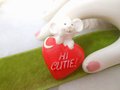 Vintage HALLMARK Valentine Pin Brooch Hi Cutie Mouse Heart Plastic Resin 80s Novelty Kitsch Jewelry Gift, VivianJoel.com