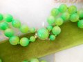 Vintage HONG KONG Ombre Green Necklace Double Strand Bead Plastic Lucite Jewelry Mid Century Jewelry Gift,  VivianJoel.com