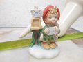 Vintage LEFTON Christmas Figurine Mailbox Bird Bisque Porcelain Taiwan Winter Gift Mid Century, VivianJoel.com