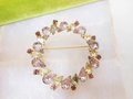 Vintage JAY FLEX STERLING Silver Brooch Wreath Circle Pin Crystal Rhinestone 925 Designer Mid Century Jewelry Gift, VivianJoel.com