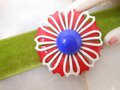 Vintage LOT 2 MOD Patriotic Brooch Enamel Flower Pin Red White Blue USA Daisy Jewelry Gift Mid Century, VivianJoel.com