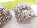 Vintage FBN CO Marcasite Steel Cut Shoe Buckle Clip Set Pair EVERGRIP Bracelet RePurpose Jewelry Upcycle Supply, VivianJoel.com