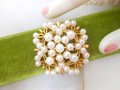 Vintage LISNER Pearl Brooch Cluster Pin Designer Classic Gold Plate Mid Century Jewelry Gift, VivianJoel.com