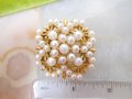Vintage LISNER Pearl Brooch Cluster Pin Designer Classic Gold Plate Mid Century Jewelry Gift, VivianJoel.com