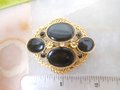 Vintage Victorian Revival Mourning Brooch Black Gold Plate Pin Jewelry Gift Mid Century, VivianJoel.com