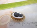 Vintage CARLA Cameo Brooch Gold Fill Pin Glass Victorian Revival GF Designer Mid Century Jewelry Gift, VivianJoel.com