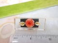 Vintage Orange Rose Brooch Lucite Flower Pin Reverse Carved Mid Century Plastic Resin Jewelry Gift, VivianJoel.com
