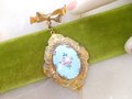 Vintage Flower Locket Brooch Photo Charm Pin Enamel Guilloche Pendant Fob Bow Victorian Revival Mid Century Jewelry Gift, VivianJoel.com