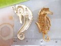Vintage LOT 2 Seahorse Brooch Rhinestone Pin Figural Coastal Beach Mid Century Kitsch Jewelry Gift, VivianJoel.com
