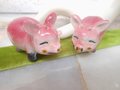 Vintage Pig JAPAN Salt Pepper Shaker Set Kitschy Cute Pink Ceramic Cottage Farmhouse Clutter Figurine Mid Century, VivianJoel.com