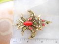 Vintage ART Designer Signed Brooch Fleur De Lis Pin Enamel Flower Faux Pearl Regency Revival Jewelry Mid Century Gift, VivianJoel.com