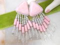 Vintage Huge Pink Earrings Dangle Drop Plastic Bead Shoulder Duster Jumbo 80s Jewelry Gift Mid Century, VivianJoel.com