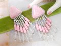 Vintage Huge Pink Earrings Dangle Drop Plastic Bead Shoulder Duster Jumbo 80s Jewelry Gift Mid Century, VivianJoel.com