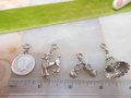 Vintage MONET Lot 4 Bracelet Charm Bell Poodle Baby Shoe Silver Plate Figural Designer Jewelry, VivianJoel.com