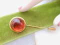 Vintage GOLD FILL Stick Pin Brooch Domed Golden Honey Brown Tree Resin Lapel Mid Century Jewelry Gift, VivianJoel.com