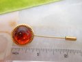 Vintage GOLD FILL Stick Pin Brooch Domed Golden Honey Brown Tree Resin Lapel Mid Century Jewelry Gift, VivianJoel.com