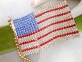 Vintage HUGE USA Flag Brooch Rhinestone Crystal Patriotic Pin Statement Runway Mid Century Jewelry Gift, VivianJoel.com