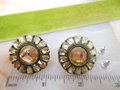 Vintage JOAN RIVERS Sunburst Earrings Pierced Post Citrine Flower Rhinestone Designer Jewelry Gift, VivianJoel.com