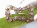 Vintage Rhinestone Sash Brooch Buckle Pin Clear Paste Jewelry Gift Wardrobe Costume Victorian Art Nouveau Mid Century, VivianJoel.com
