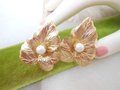 Vintage SARAH COVENTRY Earrings Clip On Pearl Leaf Chit Chat Gold Plate Designer Jewelry Gift Mid Century, VivianJoel.com