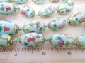 Vintage Pink Lotus Porcelain Chunky Sky Blue Bead Necklace Chinese Export Flower Jewelry Gift Mid Century, VivianJoel.com