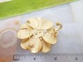 Vintage Mod Designer Matte Gold Plate Daisy Pendant Pin Brooch Rhinestone Flower Premier Designs Jewelry Gift, VivianJoel.com