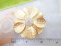 Vintage Mod Designer Matte Gold Plate Daisy Pendant Pin Brooch Rhinestone Flower Premier Designs Jewelry Gift, VivianJoel.com