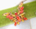 Vintage JULIANA Verified Brooch Butterfly Pin Orange Topaz Crystal Rhinestone Figural Bug Insect Mid Century Jewelry Gift, VivianJoel.com