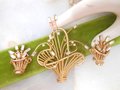 Vintage Rhinestone Brooch Basket Earring SET Clip On Flower Pin Gold Plate Jewelry Gift Mid Century, VivianJoel.com