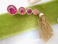 Vintage SARAH COVENTRY Brooch Pin Rhinestone Pink Fushia Saucy Tassel Designer Jewelry Gift Mid Century, VivianJoel.com