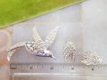 Vintage SARAH COVENTRY Bird of Paradise Brooch Earrings SET Crystal Rhinestone Aurora Borealis Designer Mid Century Jewelry, VivianJoel.com