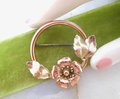 Vintage DIANA Flower Brooch Designer Wreath Pin GF Gold Fill Gold Overlay Mid Century Jewelry Gift, VivianJoel.com