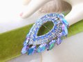 Vintage SARAH COVENTRY Brooch Rhinestone Blue Lagoon Aurora Borealis Crystal JULIANA Designer Jewelry Gift Mid Century, VivianJoel.com