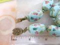 Vintage Pink Lotus Porcelain Chunky Sky Blue Bead Necklace Chinese Export Flower Jewelry Gift Mid Century, VivianJoel.com
