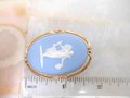 Vintage Van Dell WEDGEWOOD Cameo Brooch Gold Fill Pin GF Pendant Jasperware Blue Designer MCM Jewelry Gift,  VivianJoel.com