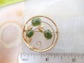 Vintage KREMENTZ Brooch Jade Flower Designer Pin Petite Circle Gold Overlay Mid Century Jewelry Gift, VivianJoel.com