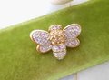 Vintage SWAROVSKI Crystal Brooch Bee Swan Logo Rhinestone Crystal Bug Insect Bumblebee Pin Crystal Petite Jewelry Gift, VivianJoel.com