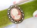 Vintage Cameo Brooch Ornate Pin Pendant Victorian Regency Renaissance Revival Jewelry Mid Century, VivianJoel.com