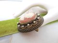Vintage Cameo Brooch Ornate Pin Pendant Victorian Regency Renaissance Revival Jewelry Mid Century, VivianJoel.com