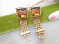 Vintage DANTE Watermelon Crystal Rainbow Prism Cufflinks Cuff Links Gold Plate Wrist Candy Mid Century Designer Gift,  VivianJoel.com