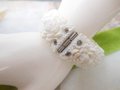 Vintage Flower Bracelet Clamper Hinged Cuff Bridal Wedding Cake Plastic Celluloid Featherlite Small Size Mid Century, VivianJoel.com