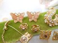 Vintage AVON LOT 5 Earrings Lapel Pin Rhinestone Clip On Pierced Post Snowflake Butterfly Designer Jewelry Gift, VivianJoel.com