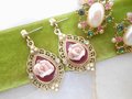 Vintage LOT 2 Designer 1928 Pierced Earrings Mogul Pearl Pink Rose Dangle Drop Rhinestone Victorian Revival Jewelry Gift, VivianJoel.com
