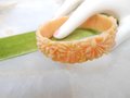 Vintage Celluloid Flower Garland Bangle Bracelet Carved Molded Art Deco Bakelite Era Mid Century Jewelry, VivianJoel.com